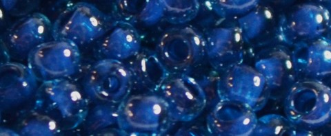 TOHO Size 15/o Round Seed Bead-Dark Blue Lined Aqua Transparent. 15T932-100 (image for) TOHO Size 15/o Round Seed Bead-Dark Blue Lined Aqua Transparent. 15T932-100