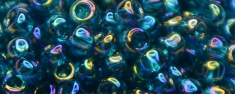 TOHO Size 15/o Round Seed Bead-Blue Zircon Transparent Rainbow. 15T167BD-100 (image for) TOHO Size 15/o Round Seed Bead-Blue Zircon Transparent Rainbow. 15T167BD-100