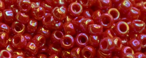 TOHO Size 15/o Round Seed Bead-Red Opaque Rainbow. 15T405-100 (image for) TOHO Size 15/o Round Seed Bead-Red Opaque Rainbow. 15T405-100